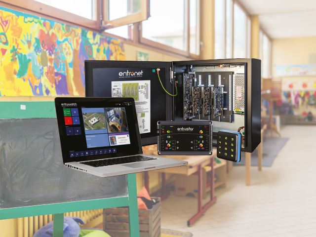 Showing the Entro Series Access Control System in a classroom